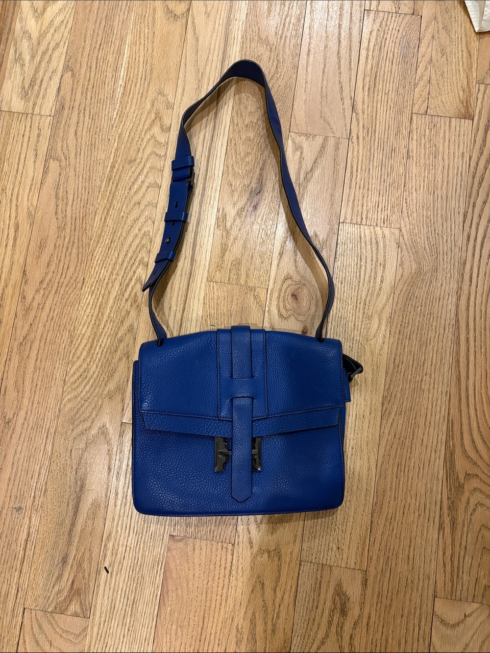 Halston Heritage Blue Pebbled Leather Crossbody